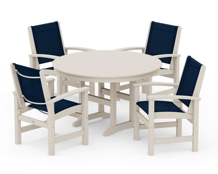 POLYWOOD® Coastal 5-Piece Round Farmhouse Dining Set