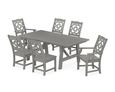 Chinoiserie 7-Piece Rustic Farmhouse Dining Set