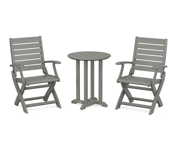 POLYWOOD® Signature Folding Chair 3-Piece Round Farmhouse Bistro Dining Set