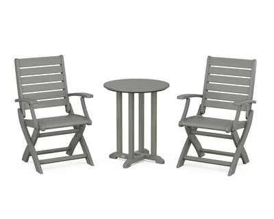 Signature Folding Chair 3-Piece Round Farmhouse Bistro Dining Set