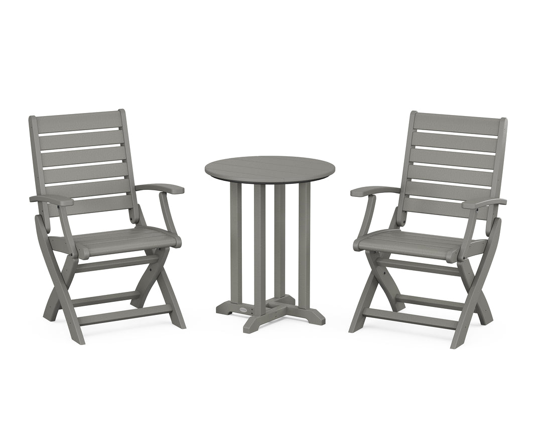POLYWOOD® Signature Folding Chair 3-Piece Round Farmhouse Bistro Dining Set