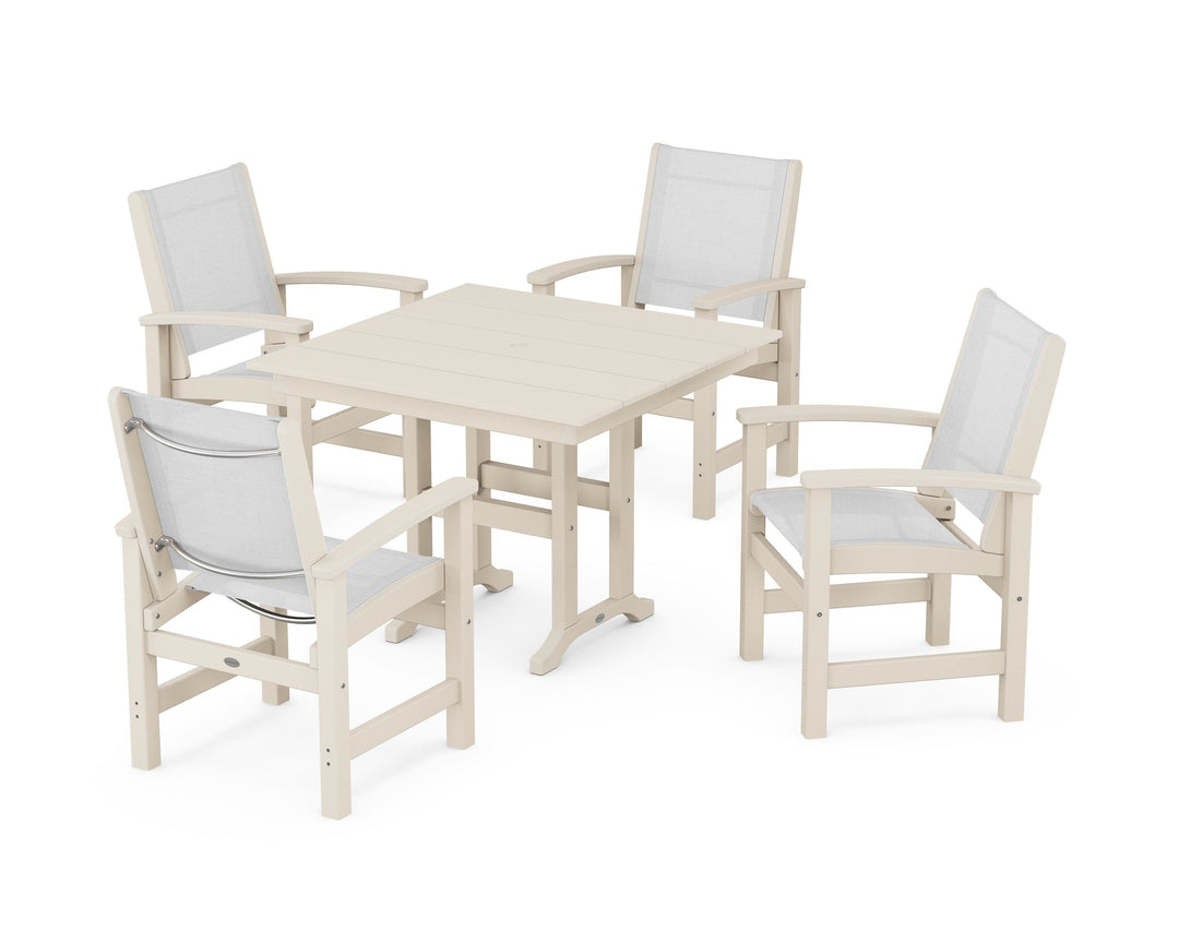 POLYWOOD® Coastal 5-Piece Farmhouse Dining Set