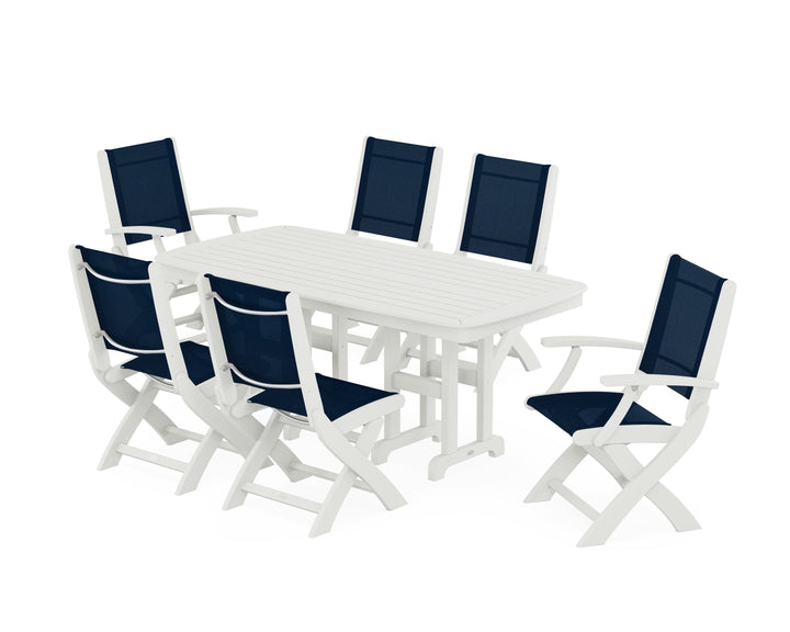 POLYWOOD® Coastal Folding Chair 7-Piece Dining Set