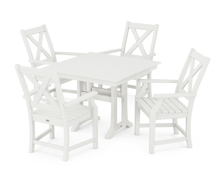 POLYWOOD® Braxton 5-Piece Farmhouse Dining Set With Trestle Legs