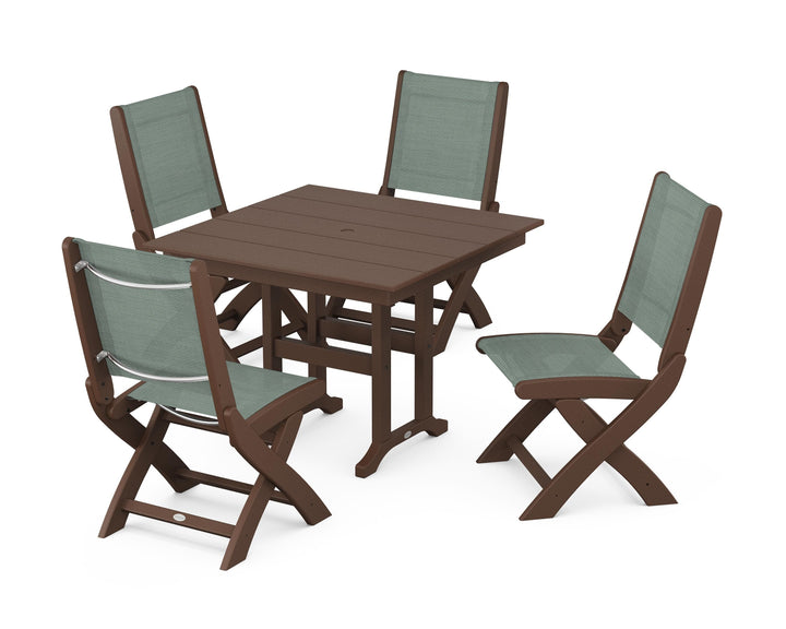 POLYWOOD® Coastal Folding Side Chair 5-Piece Farmhouse Dining Set