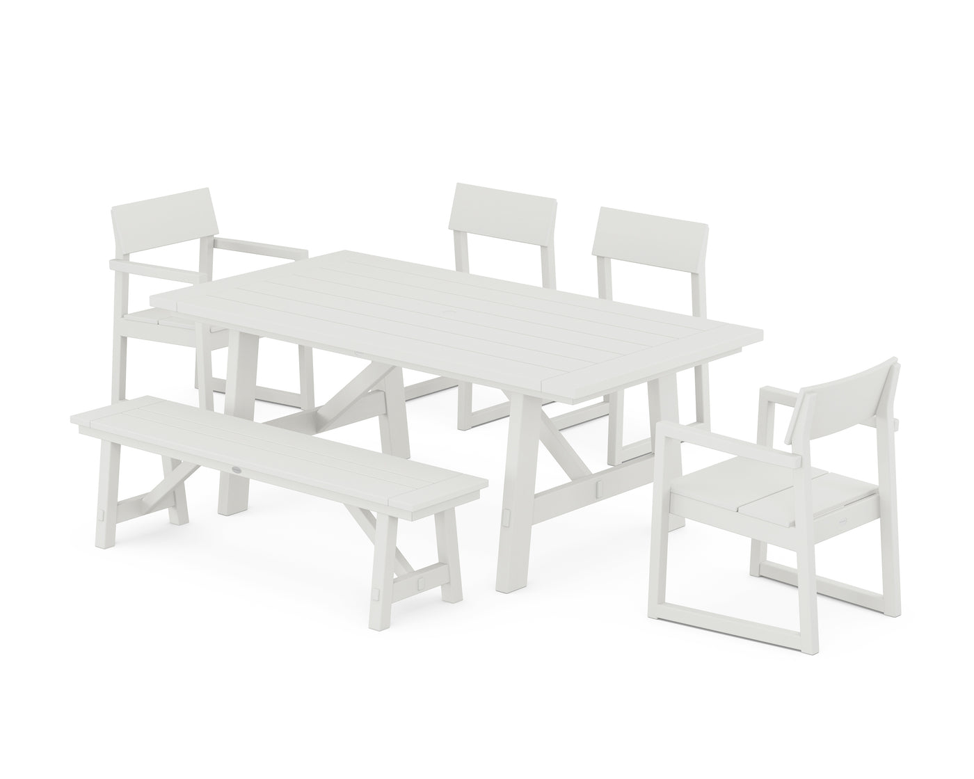 EDGE 6-Piece Rustic Farmhouse Dining Set with Bench