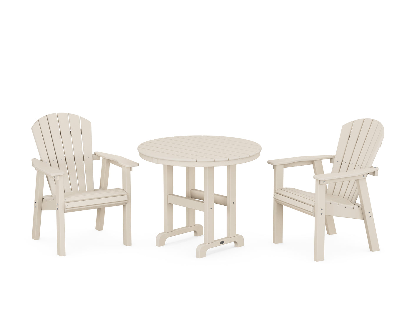 Seashell 3-Piece Round Farmhouse Dining Set