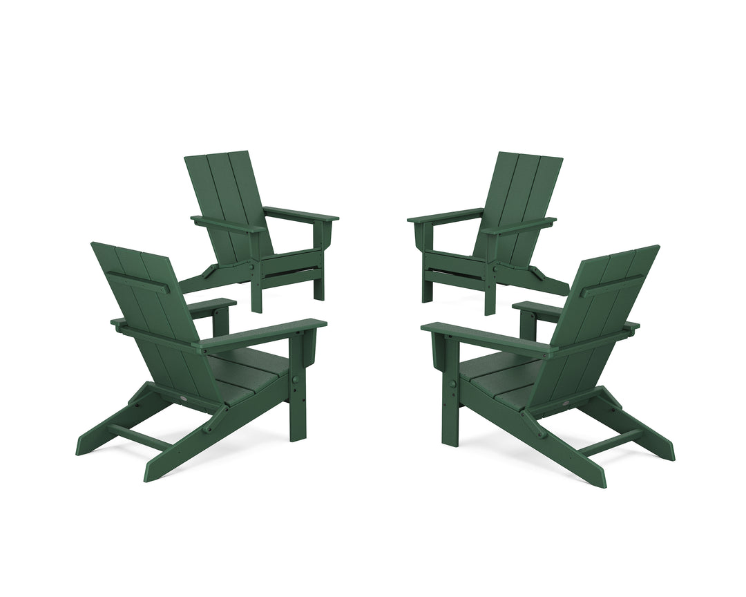 POLYWOOD® 4-Piece Modern Studio Folding Adirondack Chair Conversation Set