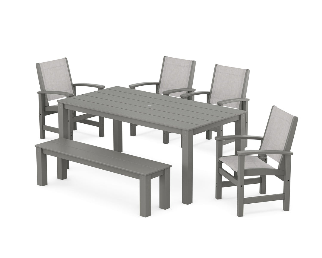 POLYWOOD® Coastal 6-Piece Parsons Dining Set with Bench