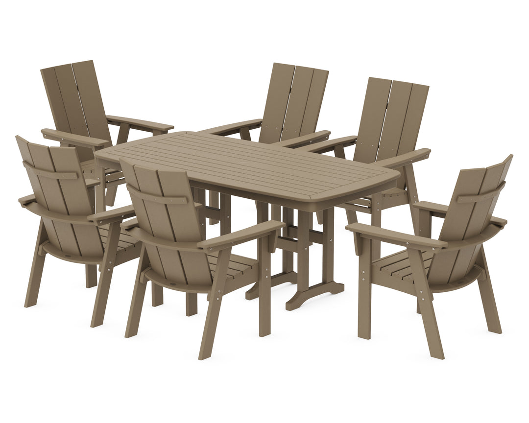 POLYWOOD® Modern Curveback Adirondack 7-Piece Dining Set