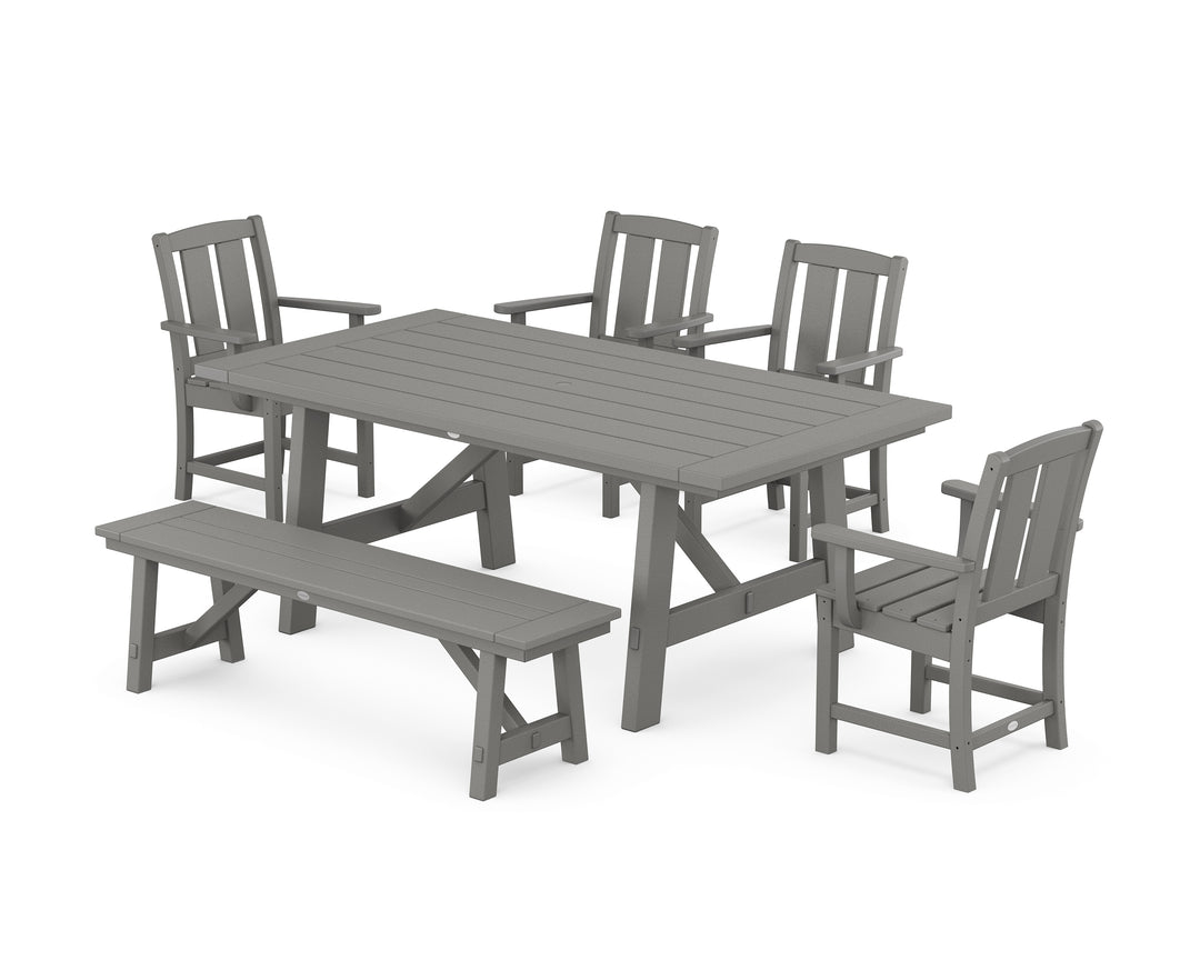 POLYWOOD® Mission 6-Piece Rustic Farmhouse Dining Set with Bench