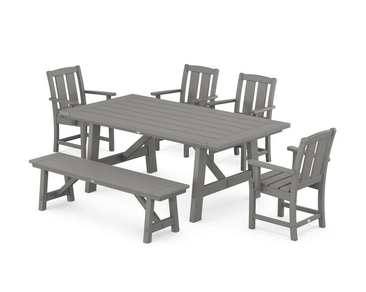 POLYWOOD® Mission 6-Piece Rustic Farmhouse Dining Set with Bench