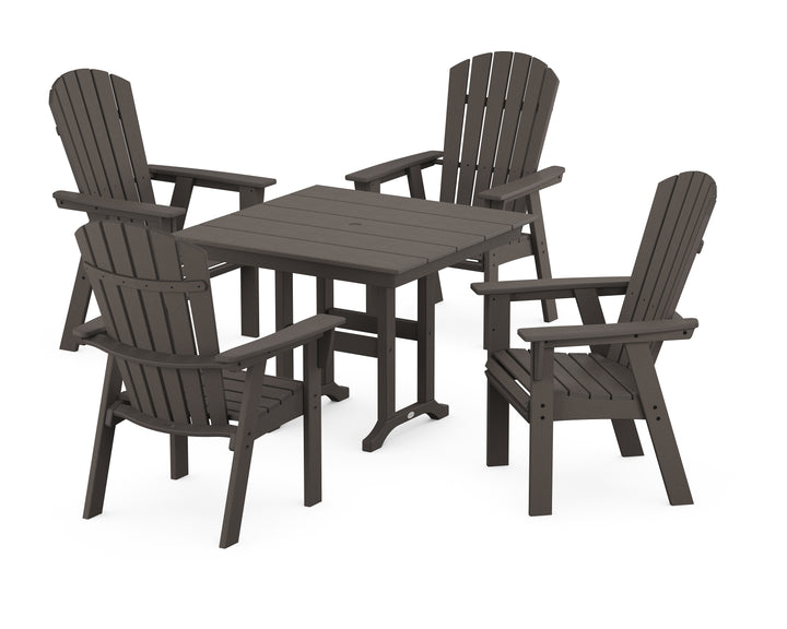 POLYWOOD® Nautical Curveback Adirondack 5-Piece Farmhouse Dining Set