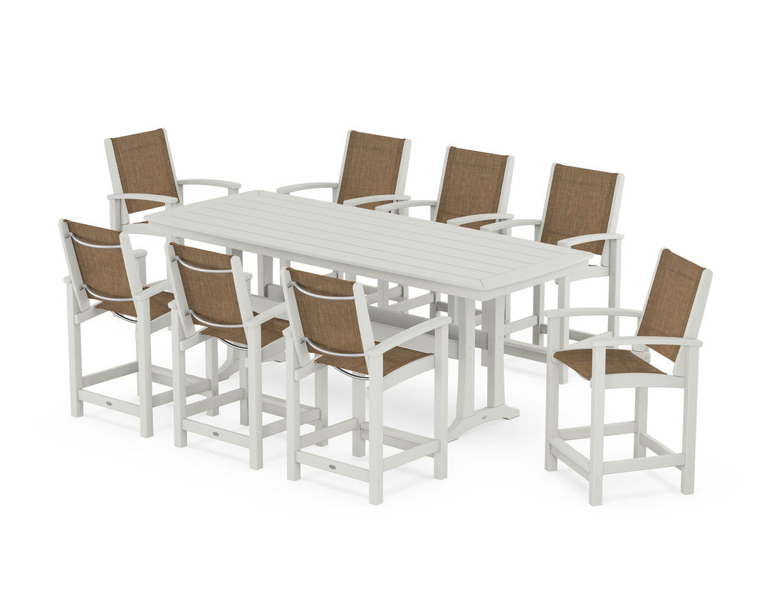POLYWOOD® Coastal 9-Piece Counter Set with Trestle Legs