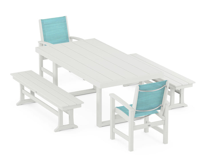 POLYWOOD® Coastal 5-Piece Dining Set with Trestle Legs