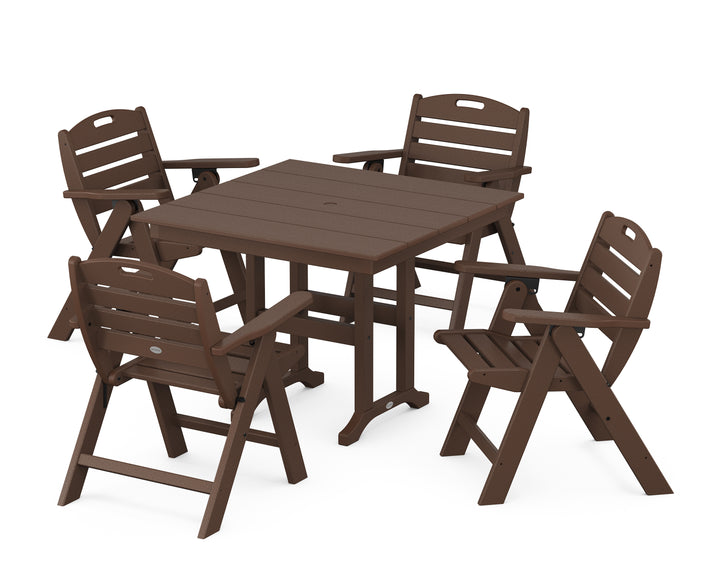 POLYWOOD® Nautical Folding Lowback Chair 5-Piece Farmhouse Dining Set