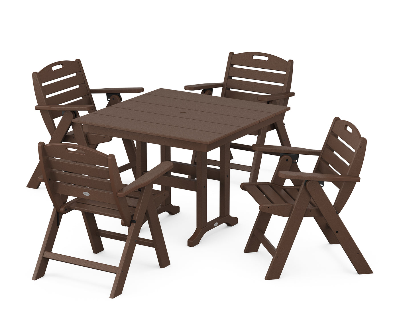 Nautical Folding Lowback Chair 5-Piece Farmhouse Dining Set