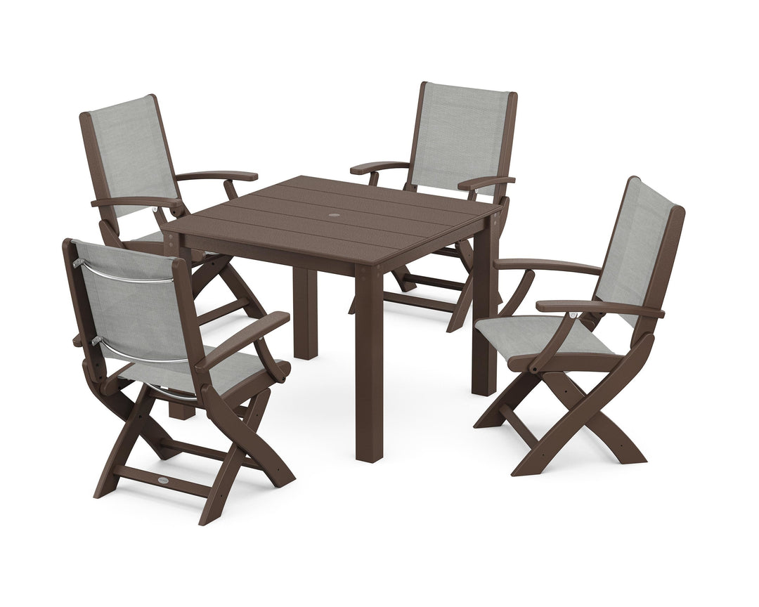 POLYWOOD® Coastal Folding Chair 5-Piece Parsons Dining Set