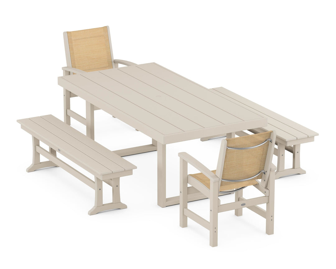 POLYWOOD® Coastal 5-Piece Dining Set with Trestle Legs