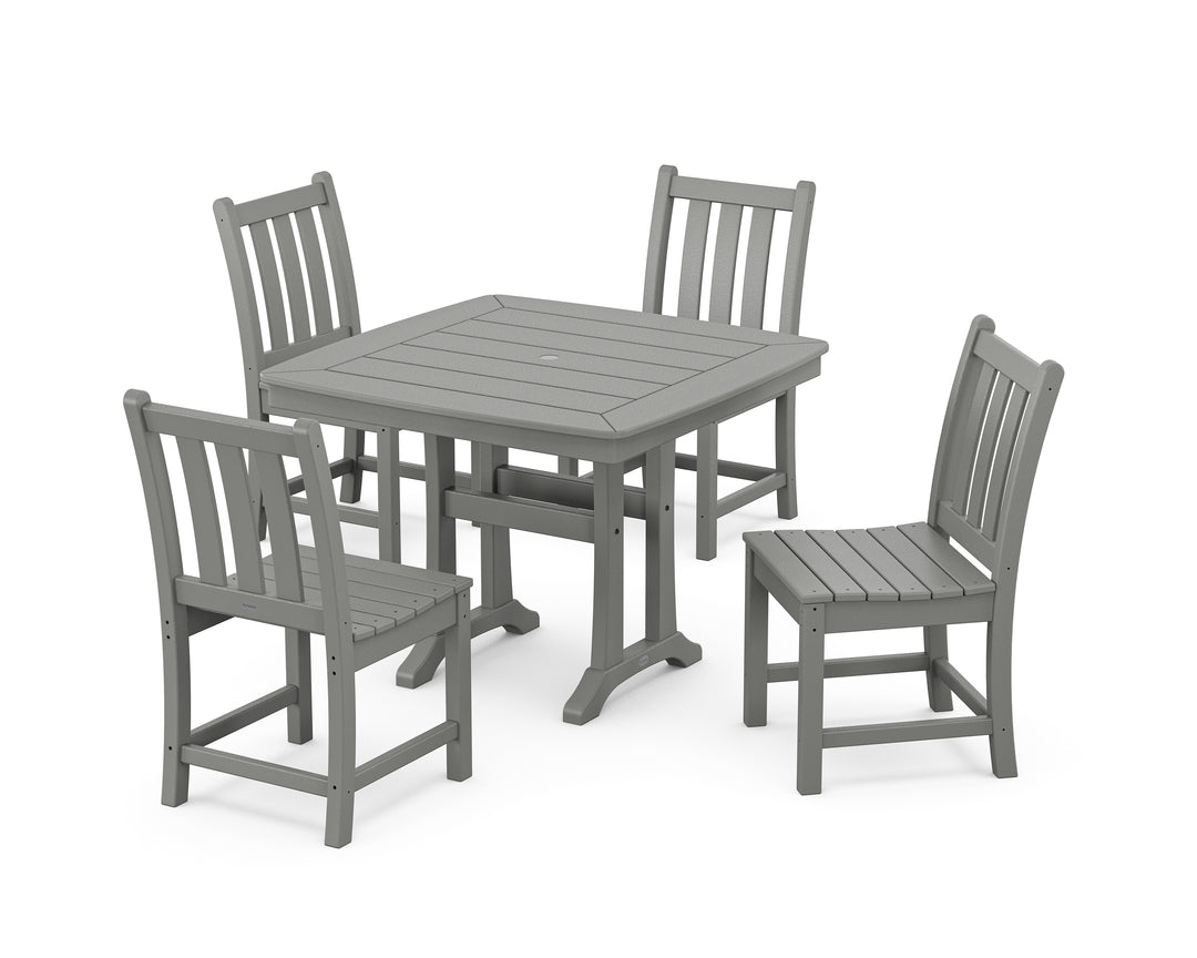 POLYWOOD® Traditional Garden Side Chair 5-Piece Dining Set with Trestle Legs