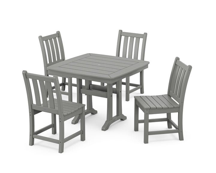 POLYWOOD® Traditional Garden Side Chair 5-Piece Dining Set with Trestle Legs