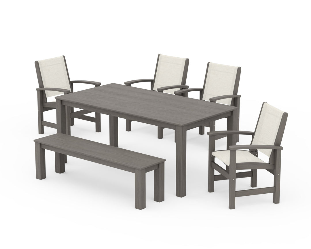 POLYWOOD® Coastal 6-Piece Parsons Dining Set with Bench