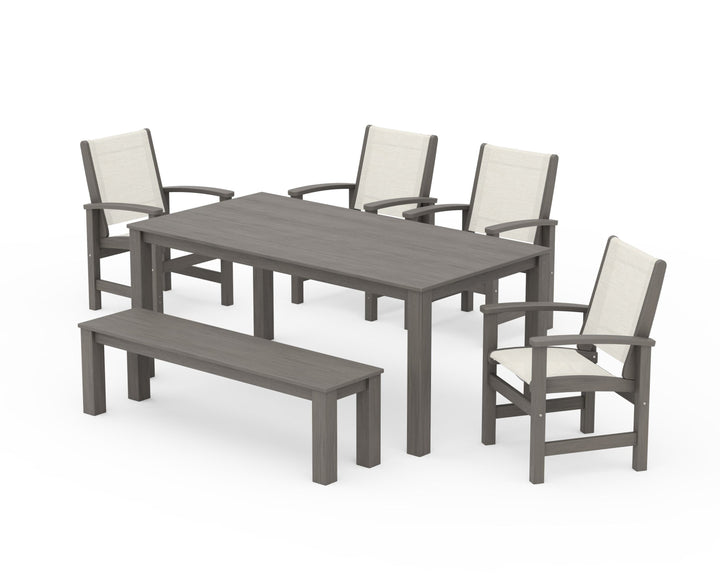 POLYWOOD® Coastal 6-Piece Parsons Dining Set with Bench
