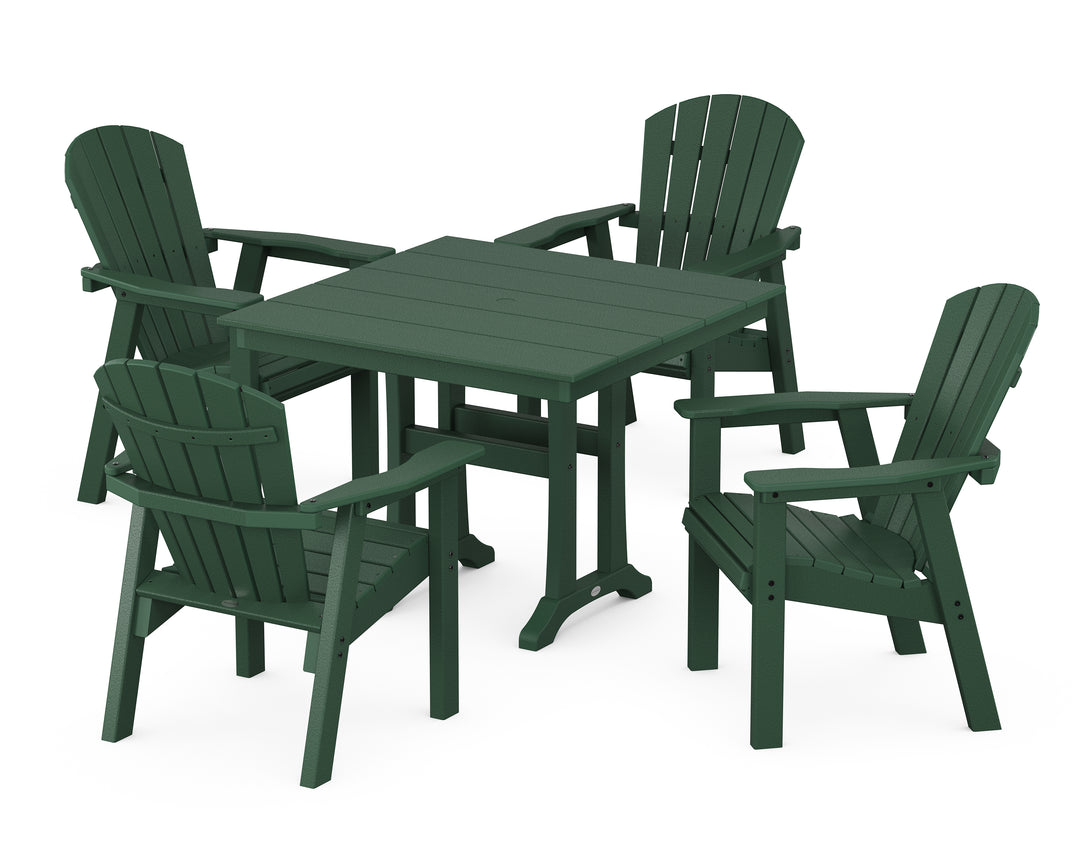 POLYWOOD® Seashell 5-Piece Farmhouse Dining Set With Trestle Legs