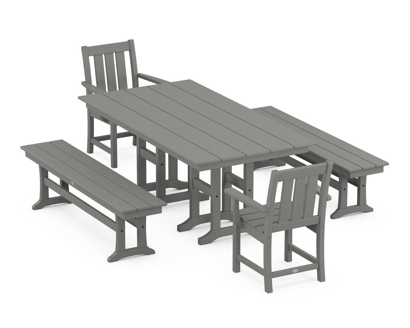 Oxford 5-Piece Farmhouse Dining Set with Benches