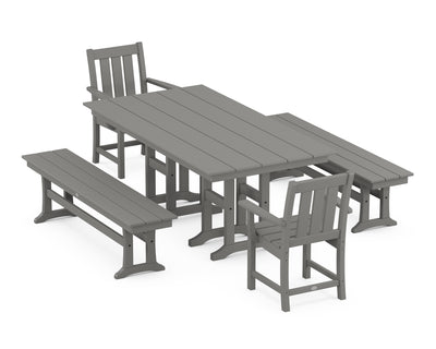 Oxford 5-Piece Farmhouse Dining Set with Benches