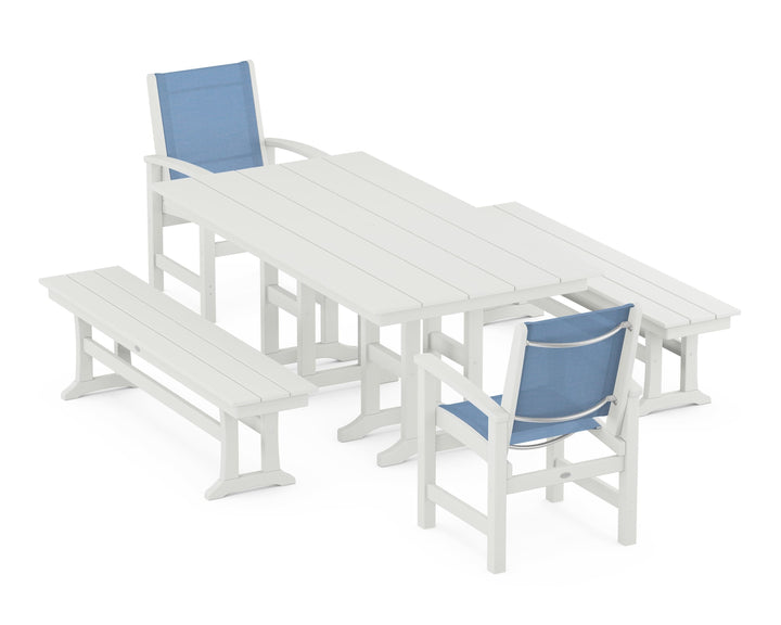 POLYWOOD® Coastal 5-Piece Farmhouse Dining Set