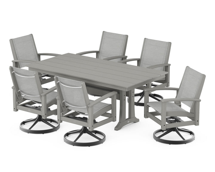 POLYWOOD® 7 Piece Coastal Swivel Rocker Dining Set