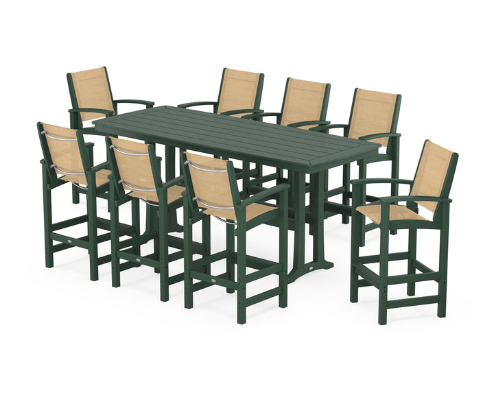 POLYWOOD® Coastal 9-Piece Bar Set with Trestle Legs