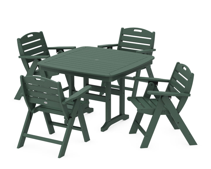 POLYWOOD® Nautical Folding Lowback Chair 5-Piece Dining Set with Trestle Legs