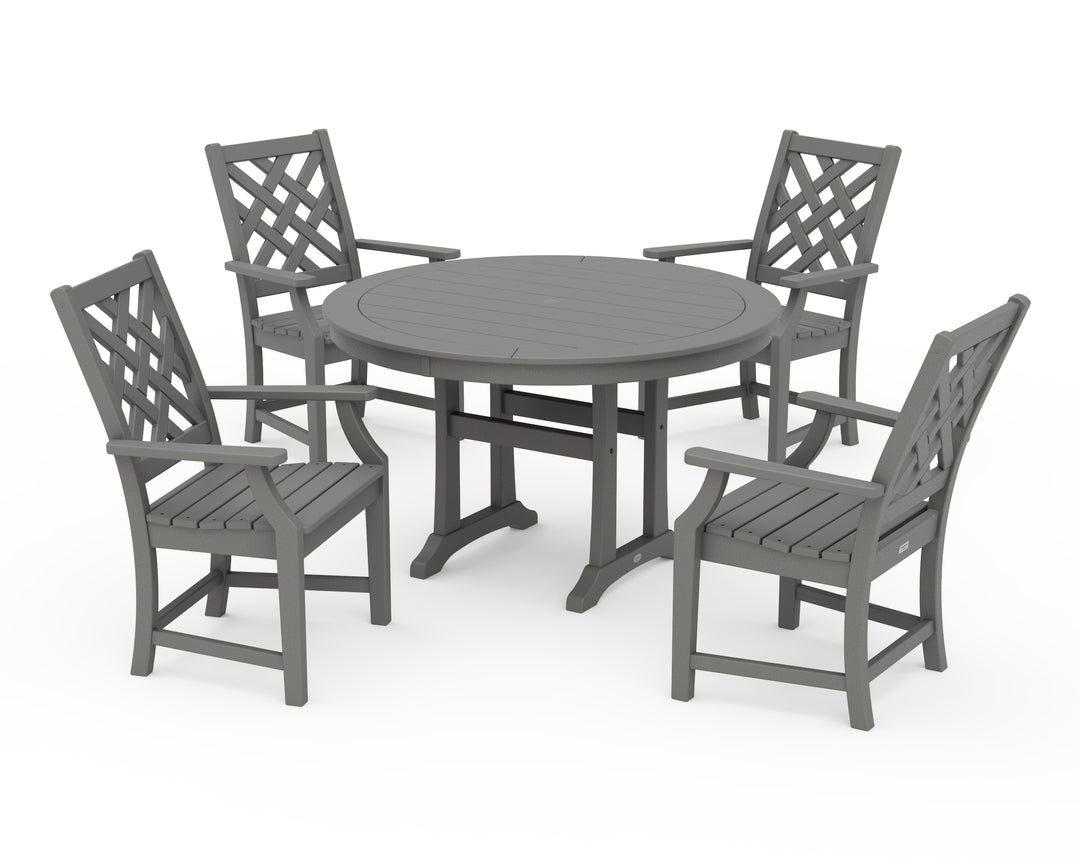 Country Living Wovendale 5-Piece Round Dining Set with Trestle Legs