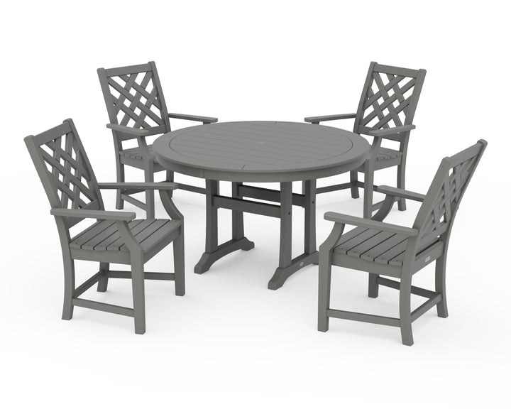 Country Living Wovendale 5-Piece Round Dining Set with Trestle Legs