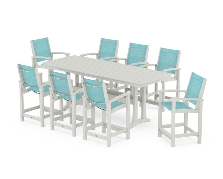 POLYWOOD® Coastal 9-Piece Counter Set with Trestle Legs