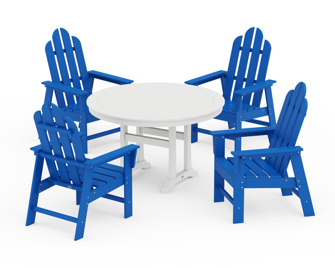 POLYWOOD® Long Island 5-Piece Round Dining Set with Trestle Legs