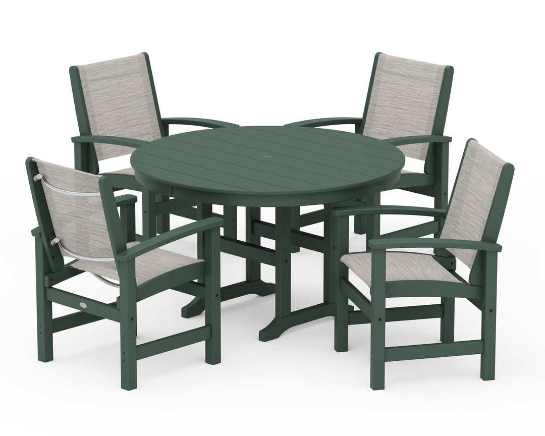 POLYWOOD® Coastal 5-Piece Round Farmhouse Dining Set