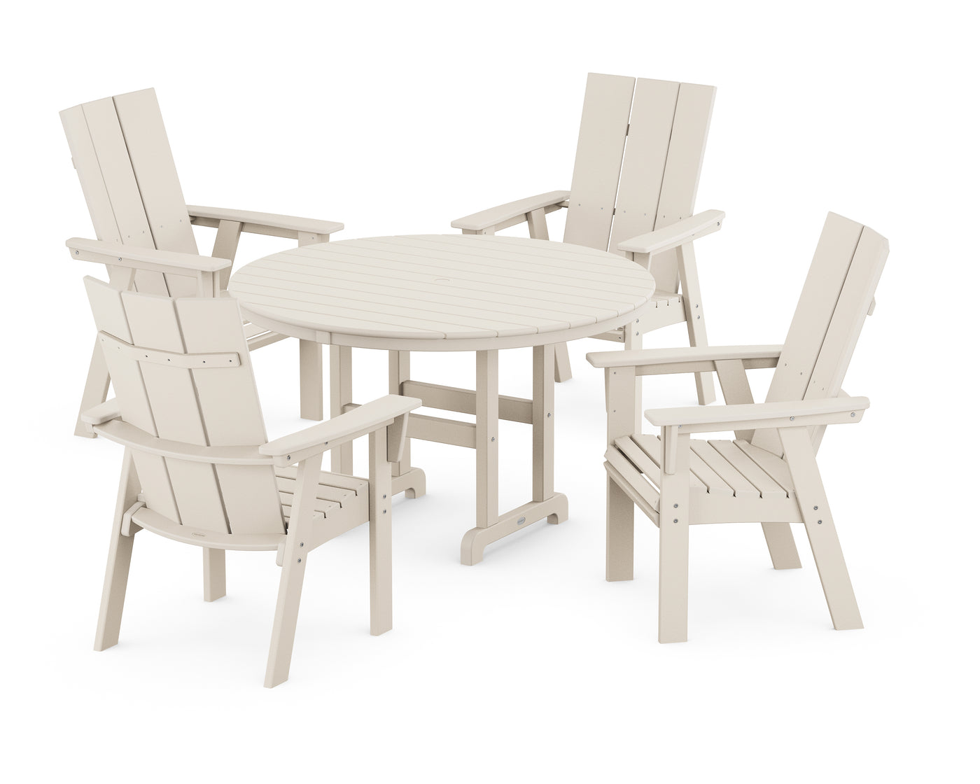 Modern Curveback Adirondack 5-Piece Round Farmhouse Dining Set