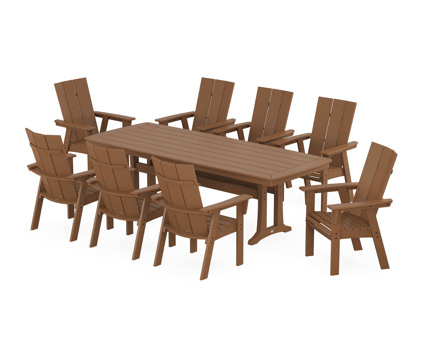 Modern Curveback Adirondack 9-Piece Dining Set with Trestle Legs