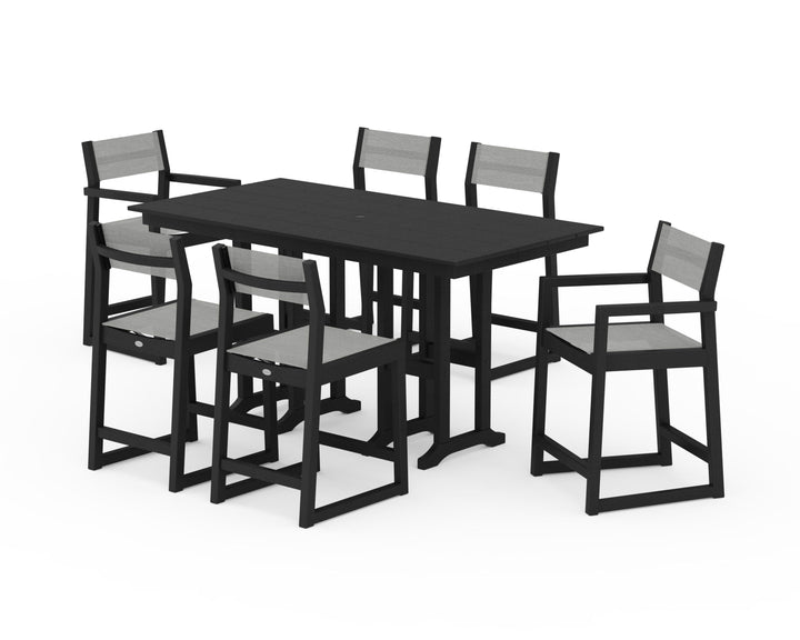 POLYWOOD® EDGE Sling 7-Piece Farmhouse Counter Set