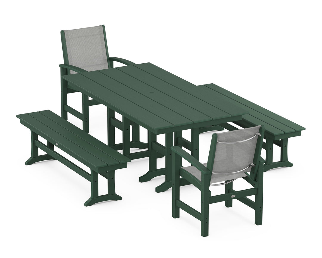 POLYWOOD® Coastal 5-Piece Farmhouse Dining Set