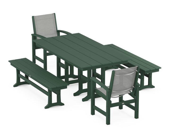 POLYWOOD® Coastal 5-Piece Farmhouse Dining Set