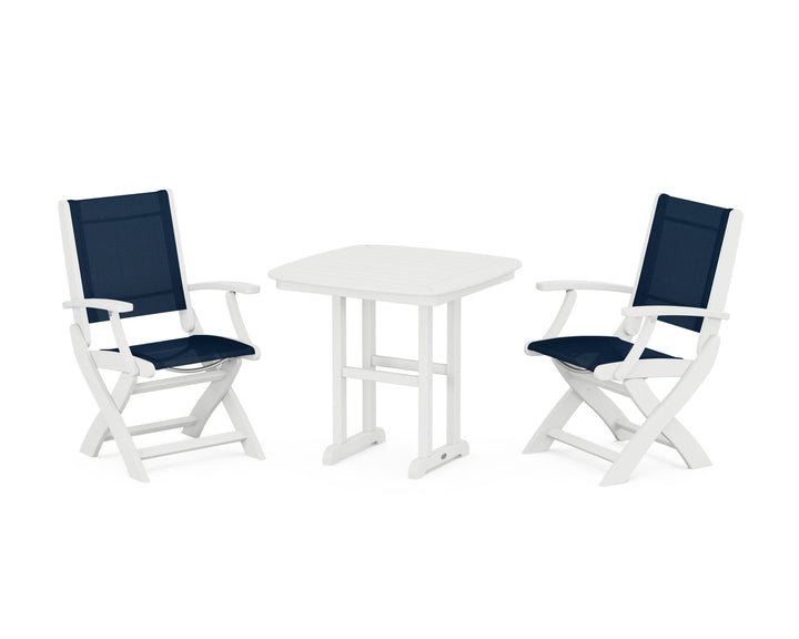 POLYWOOD® Coastal Folding Chair 3-Piece Dining Set