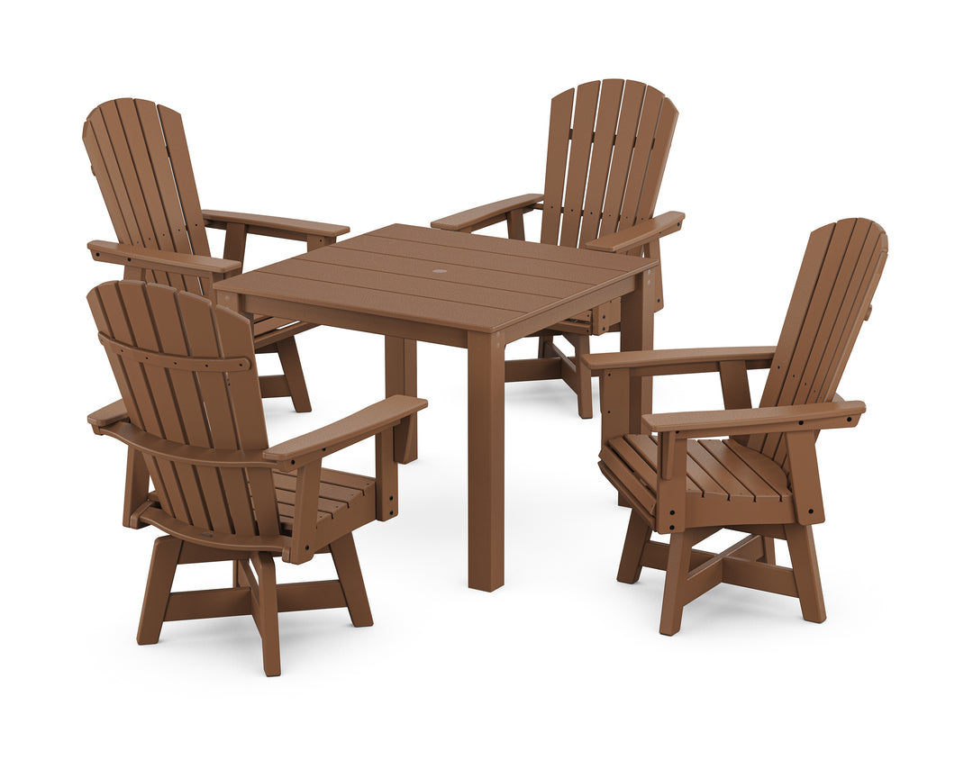 POLYWOOD® Nautical Curveback Adirondack Swivel 5-Piece Parsons Dining Set