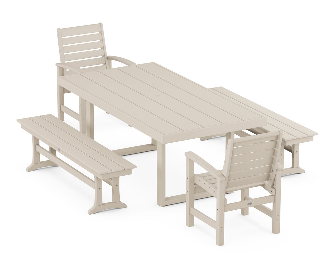 POLYWOOD® Signature 5-Piece Dining Set with Benches