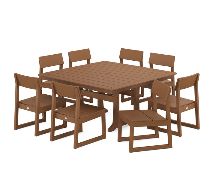 POLYWOOD® EDGE Side Chair 9-Piece Dining Set with Trestle Legs