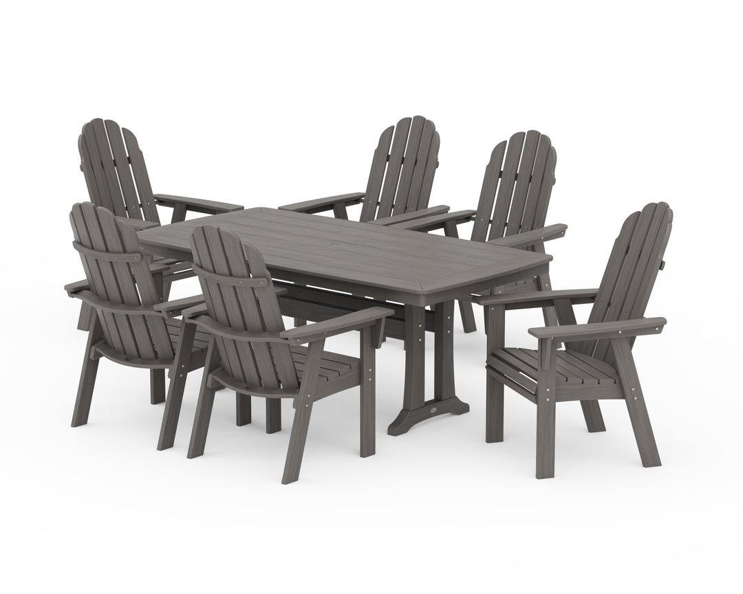POLYWOOD® Vineyard Curveback Adirondack 7-Piece Dining Set with Trestle Legs