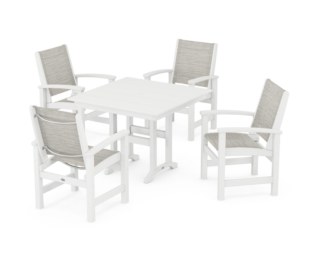 POLYWOOD® Coastal 5-Piece Farmhouse Dining Set